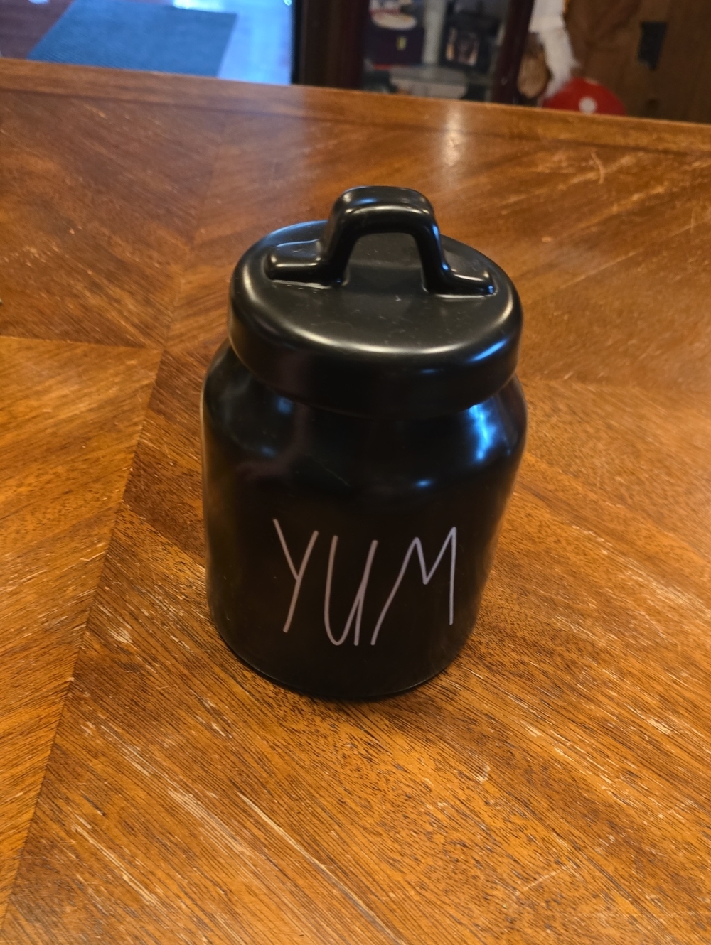 Rae Dunn Black 'YUM' Ceramic Canister with Lid